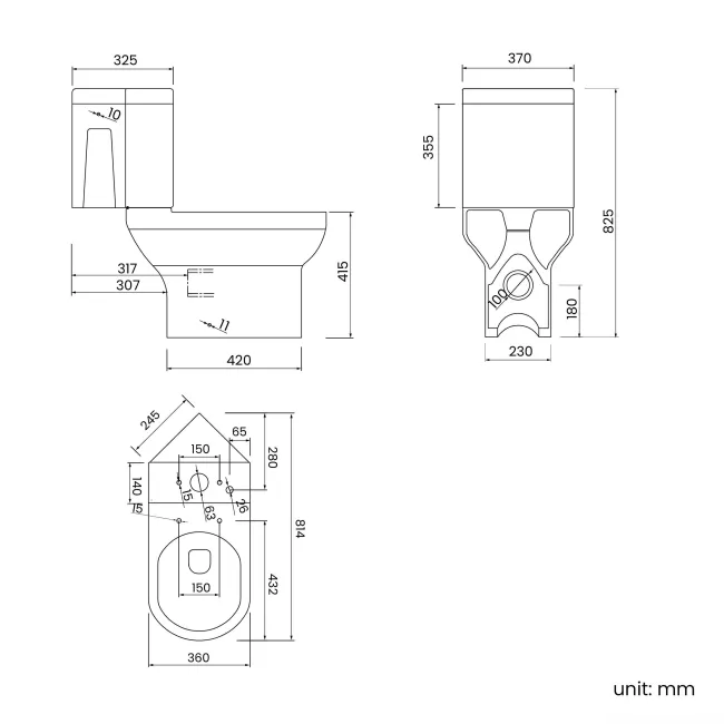 Denver Rimless Close Coupled Corner Toilet With Soft Close Slim Seat