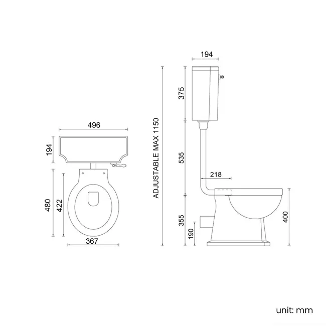Hudson Traditional Toilet With Low-Level Cistern and Cashmere Pink Wooden Seat