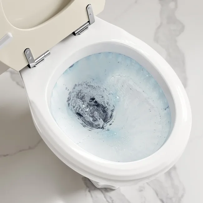 Hudson Traditional Low-Level Toilet With Chalk White Seat & Pedestal Basin - Double Tap Hole