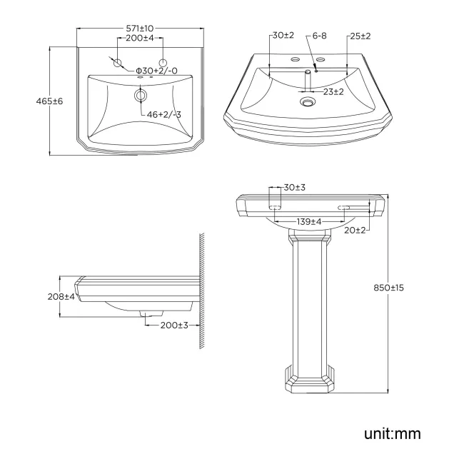 Hudson Traditional High-Level Toilet With Chalk White Seat & Pedestal Basin - Double Tap Hole