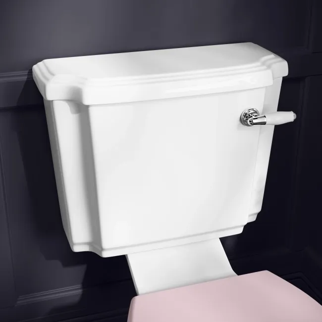 Hudson Traditional Close Coupled Toilet With Cashmere Pink Seat & Pedestal Basin - Single Tap Hole