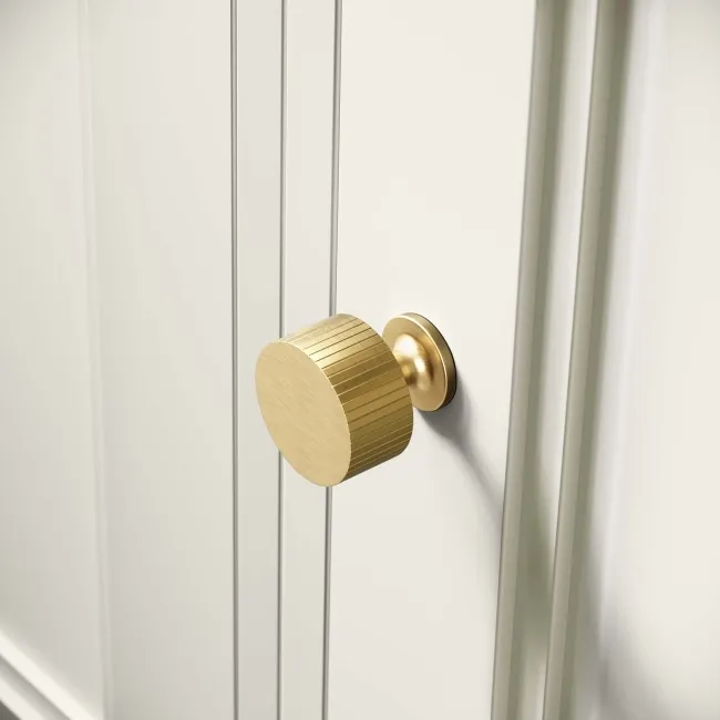 Chalk White Wall Hung Cabinet 700x300mm - Brushed Brass Accents
