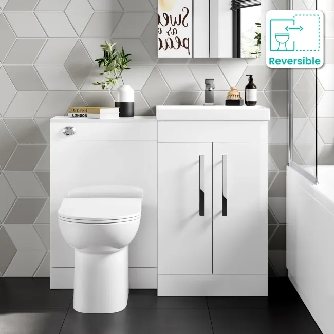 Avon Gloss White Combination Vanity Basin and Aruba Toilet 1000mm