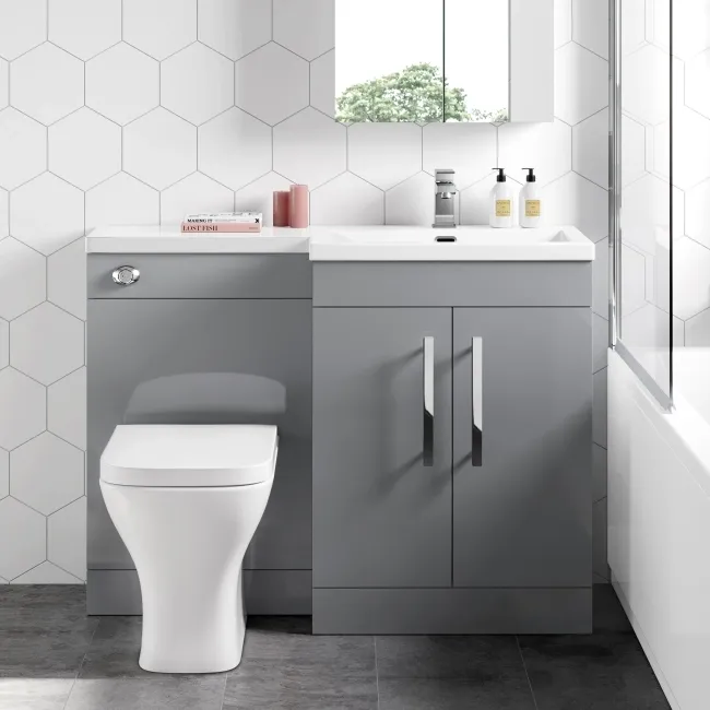 Avon Stone Grey Combination Vanity Basin and Atlanta Toilet 1100mm - Right Handed