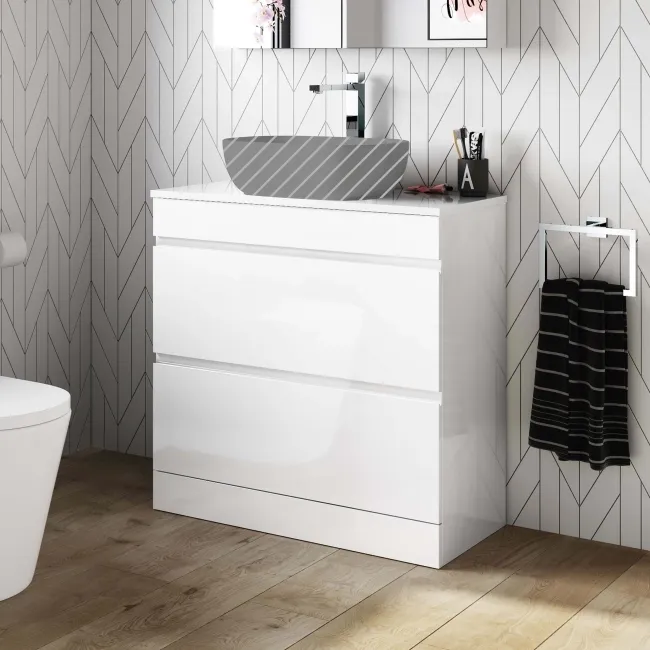 Trent Gloss White Drawer 800mm - Excludes Counter Top Basin