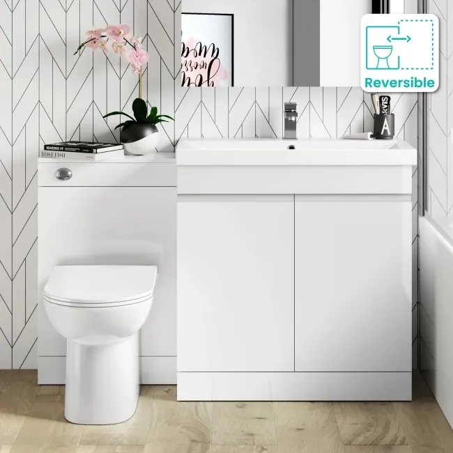 Trent Gloss White Combination Vanity Basin and Aruba Toilet 1300mm