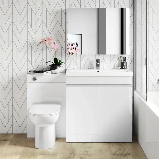 Trent Gloss White Combination Vanity Basin and Aruba Toilet 1300mm