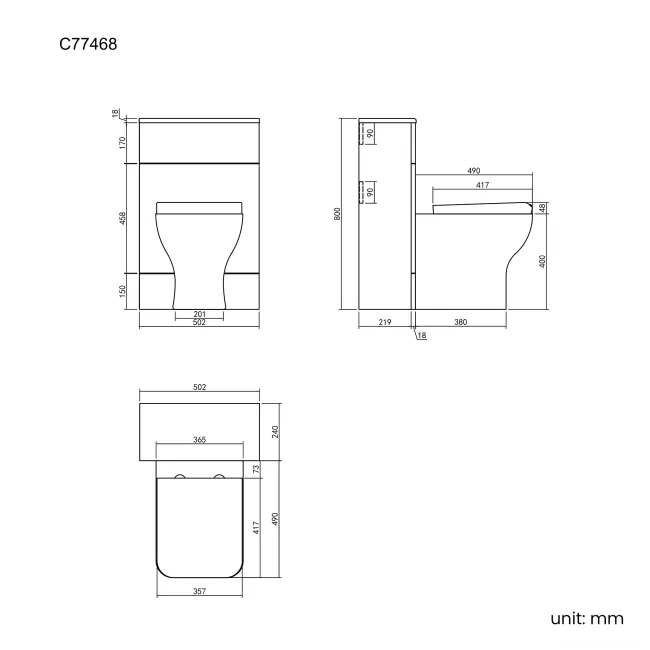 Harper Gloss White Back To Wall Unit 500mm and Atlanta Toilet