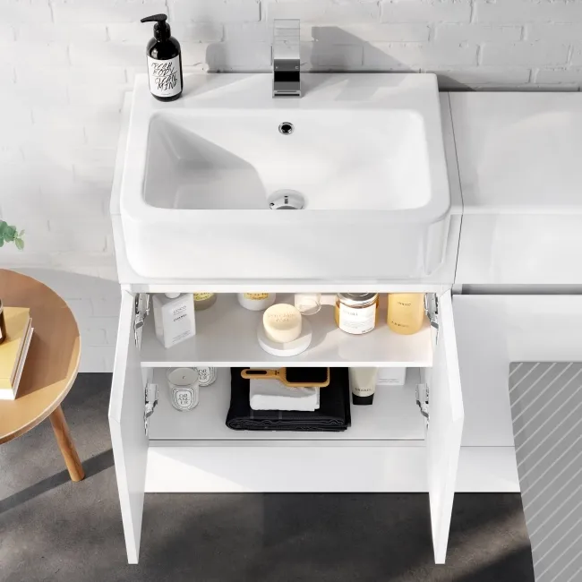Foster Gloss White Basin Vanity and Back To Wall Toilet Unit 1200mm