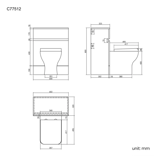 Foster Stone Grey Back To Wall Unit and Atlanta Toilet