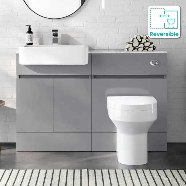 Foster Stone Grey Combination Vanity Basin with Marble Top & Denver Toilet 1200mm