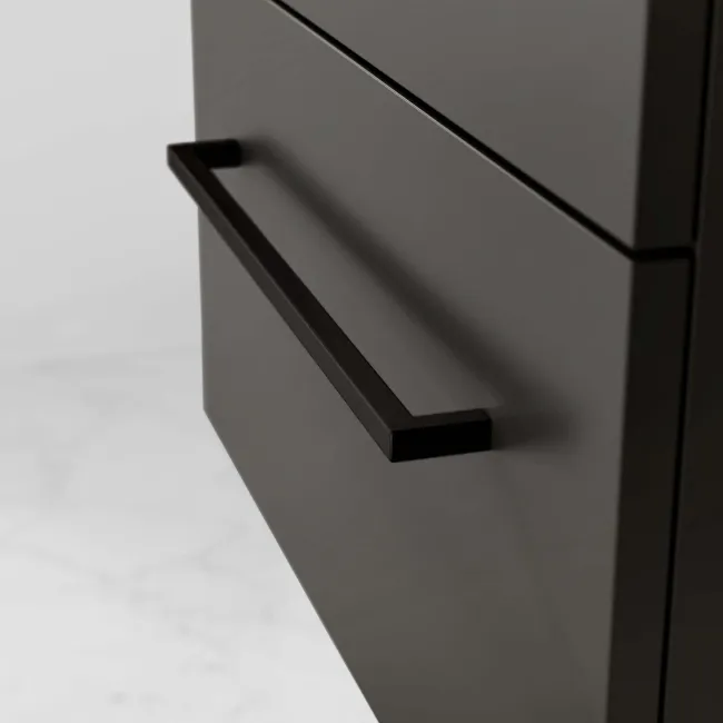 Elba Graphite Grey Wall Hung Basin Drawer Vanity 500mm - Black Accents