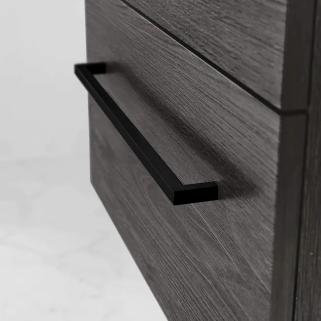 Elba Charcoal Elm Wall Hung Drawer 800mm Excludes Counter Top Basin - Black Accents