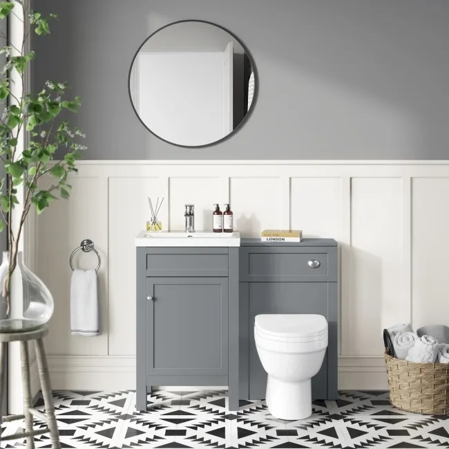 Bermuda Traditional Dove Grey Slimline Back To Wall Unit and Seattle Toilet