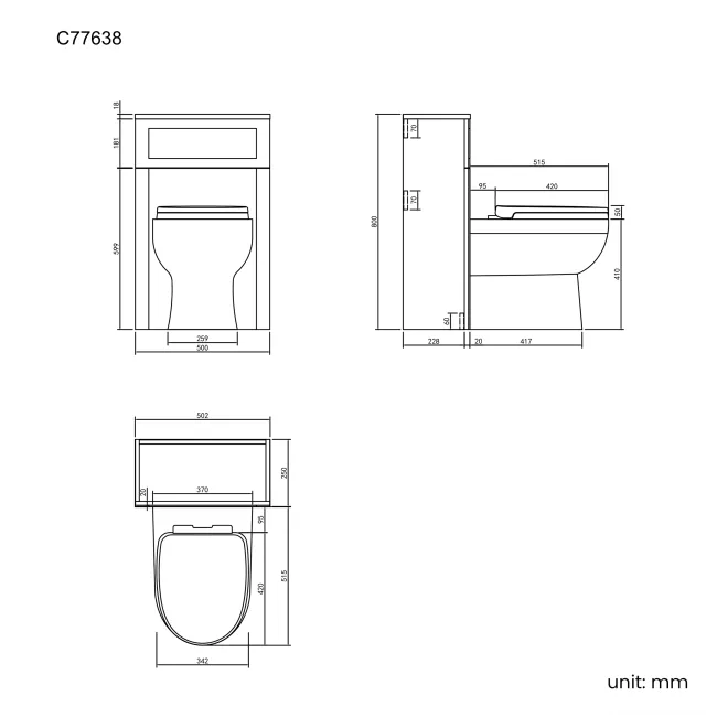 Traditional Chalk White Slimline Back To Wall Unit and Seattle Toilet