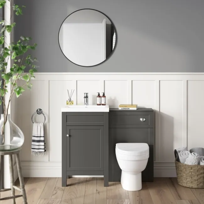 Bermuda Traditional Graphite Grey Slimline Back To Wall Unit and Seattle Toilet