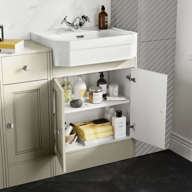 Monaco Chalk White Combination Vanity Traditional Basin 1500mm (Excludes Pan & Cistern)