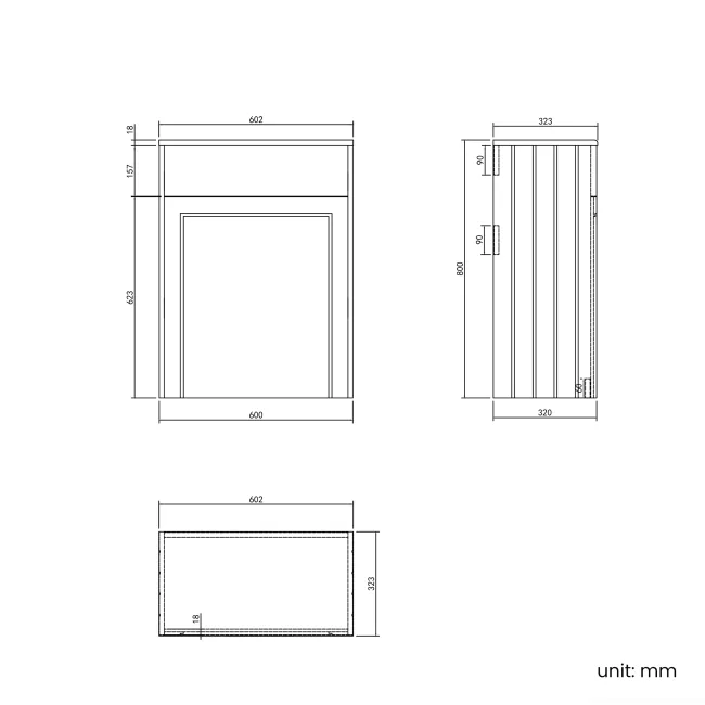 Monaco Chalk White Combination Vanity Traditional Basin 1500mm (Excludes Pan & Cistern)