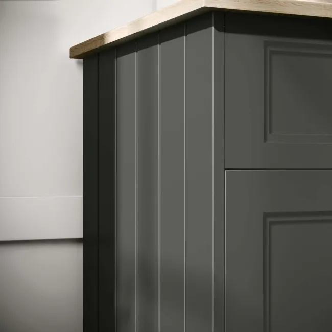 Lucia Graphite Grey Vanity with Oak Effect Top & Curved Counter Top Basin 840mm