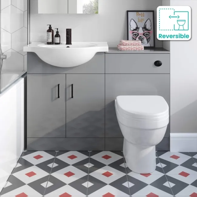 Quartz Stone Grey Combination Vanity Basin and Seattle Toilet 1150mm - Black Accents