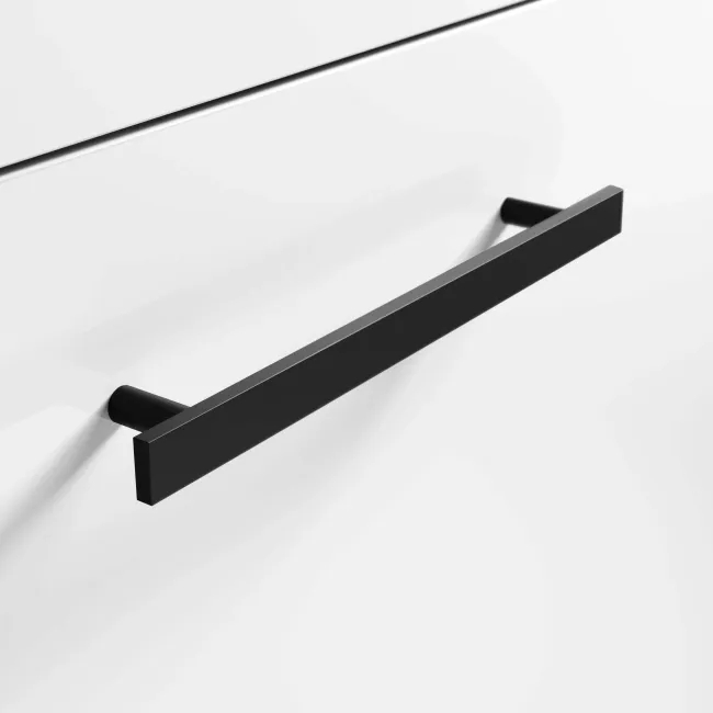 Avon Gloss White Wall Hung Drawer Vanity with Oval Counter Top Basin 600mm - Black Accents