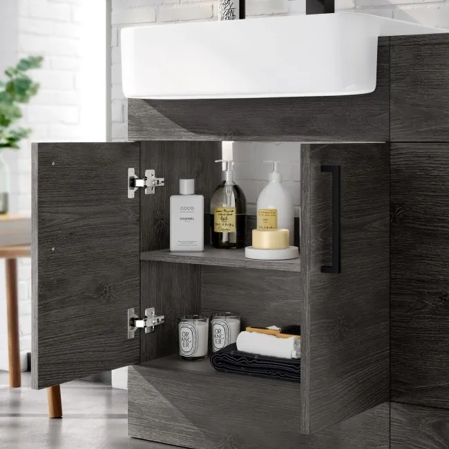 Harper Charcoal Elm Combination Vanity Basin and Miami Toilet 1200mm - Black Accents