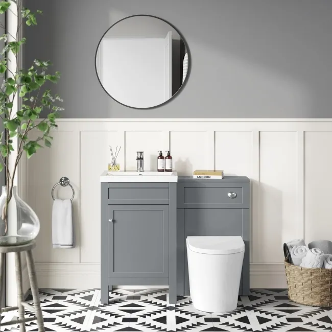 Bermuda Traditional Dove Grey Slimline Back To Wall Unit and Boston Toilet