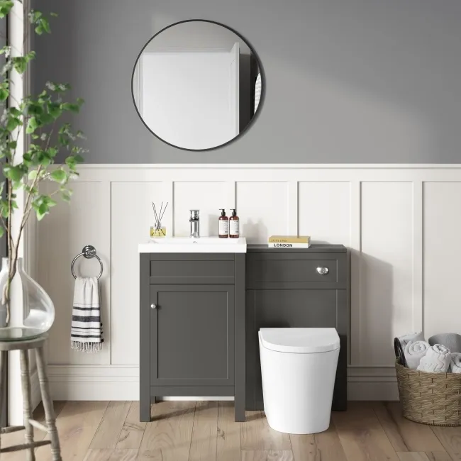 Bermuda Traditional Graphite Grey Slimline Back To Wall Unit and Boston Toilet