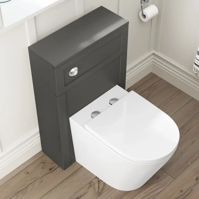 Bermuda Traditional Graphite Grey Slimline Back To Wall Unit and Boston Toilet