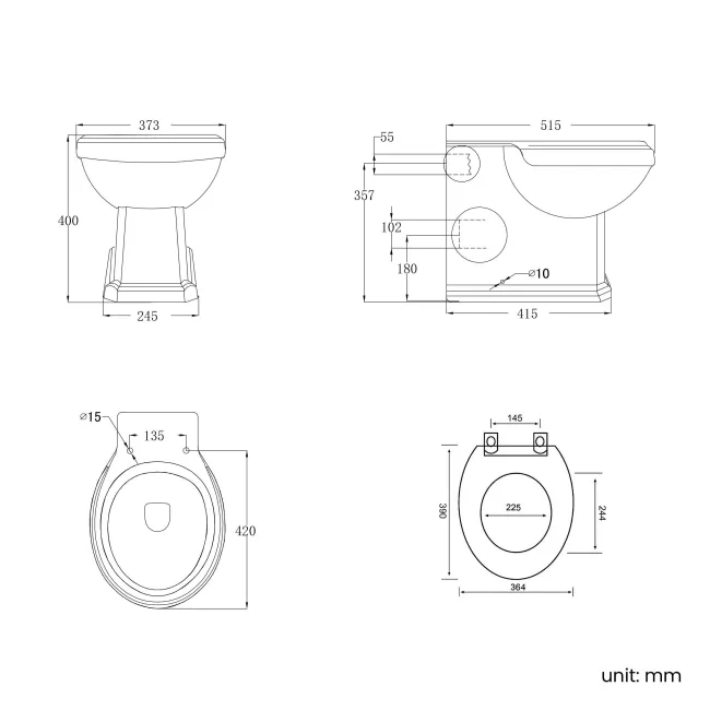 Monaco Chalk White Combination Vanity Basin and Hudson Toilet with Wooden Seat 1500mm