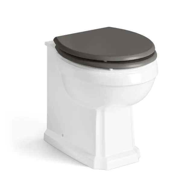 Monaco Graphite Grey Combination Vanity Traditional Basin with Marble Top & Hudson Toilet with Wooden Seat 1200mm