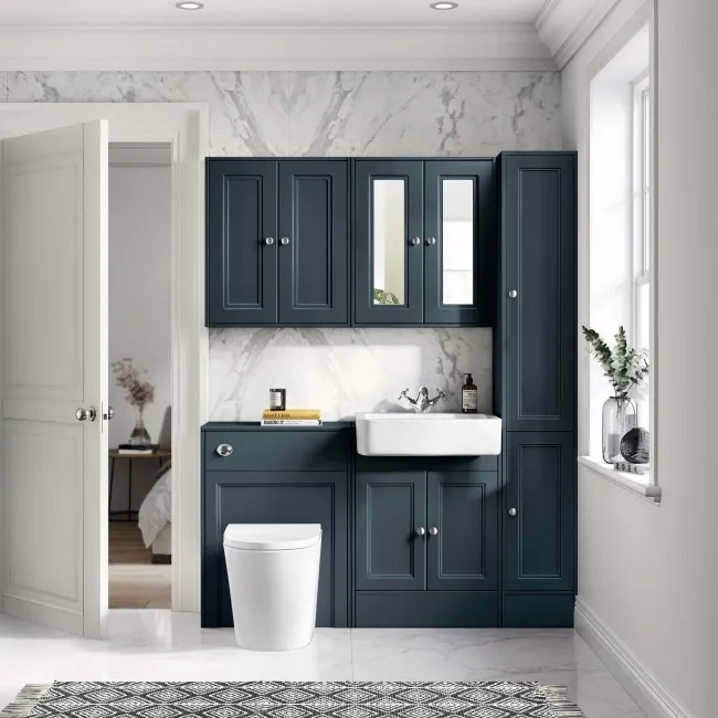 Monaco Inky Blue Combination Vanity Basin and Boston Toilet 1200mm