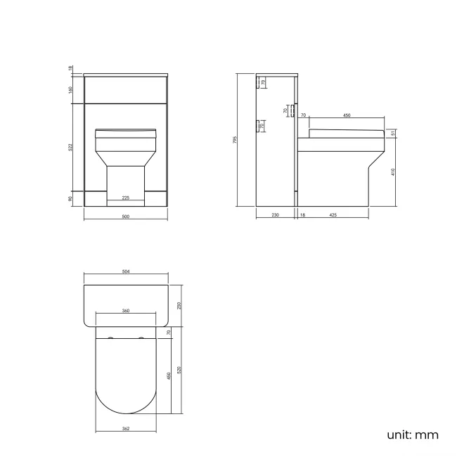 Corsica Curved Inky Blue Slimline Back To Wall Unit and Denver Toilet