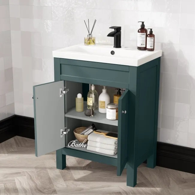 Bermuda Midnight Green Combination Vanity Basin and Seattle Toilet 1100mm