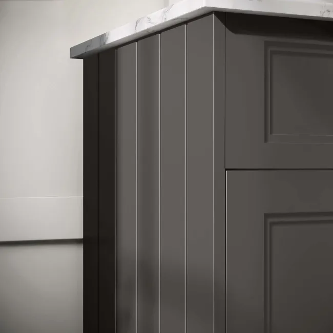Lucia Graphite Grey Cabinet with Marble Top 1200mm (Excludes Counter Top Basins) - Brushed Brass Accents