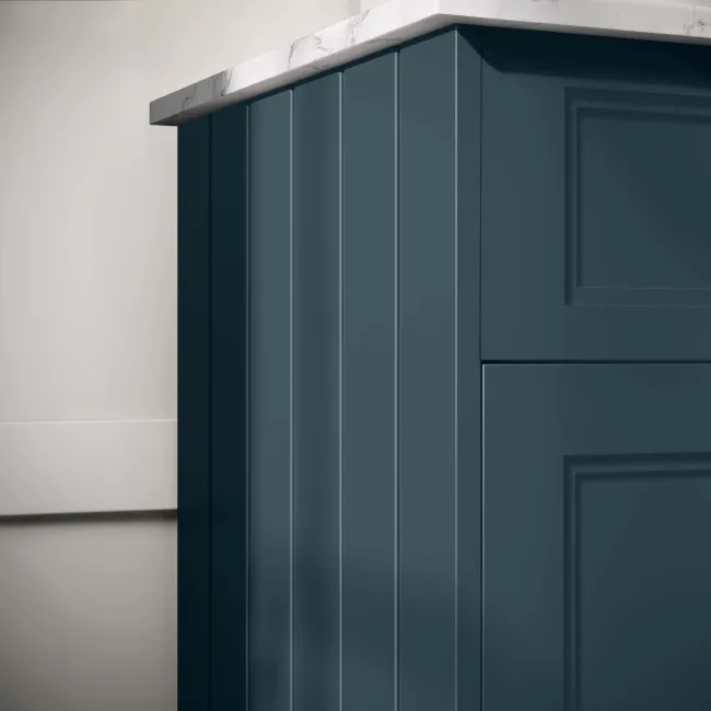 Lucia Inky Blue Double Vanity with Marble Top & Oval Counter Top Basin 1200mm - Brushed Brass Accents
