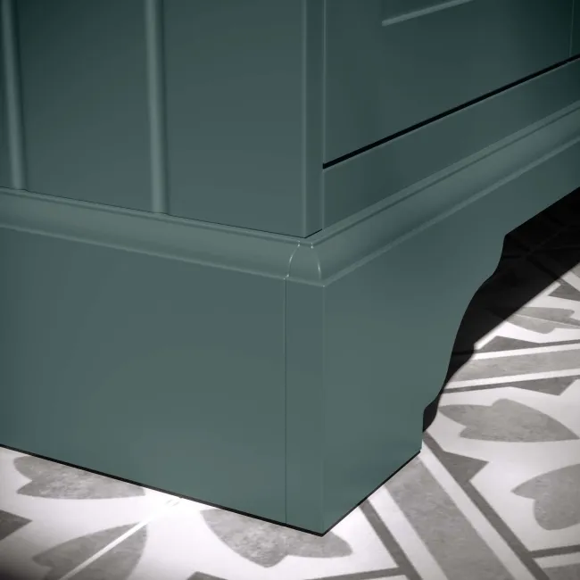 Lucia Midnight Green Double Vanity with Oak Effect Top & Round Counter Top Basin 1200mm - Brushed Brass Accents