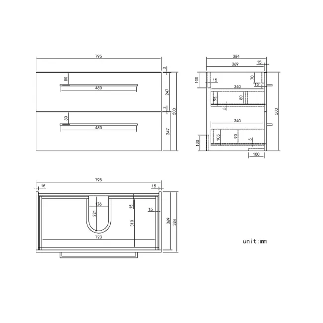 Elba Gloss White Wall Hung Drawer 800mm Excludes Counter Top Basin - Brushed Brass Accents