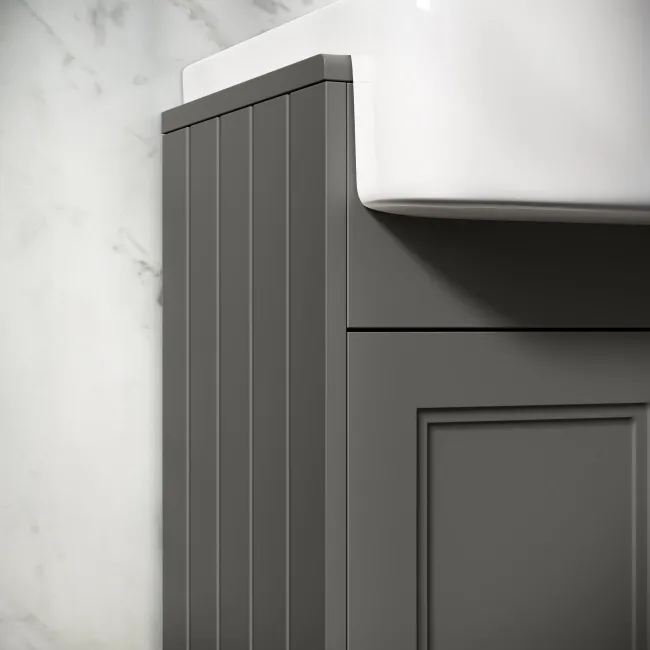 Monaco Graphite Grey Basin Vanity 600mm - Brass Knurled Handles