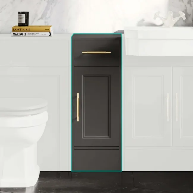 Monaco Graphite Grey Side Cabinet Unit 300mm - Brass Knurled Handles