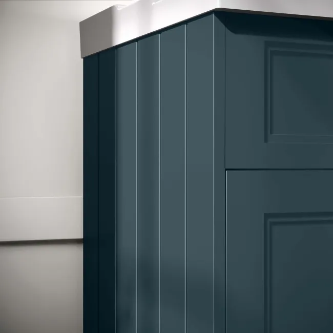 Lucia Inky Blue Basin Vanity 630mm - Brass Knurled Handles