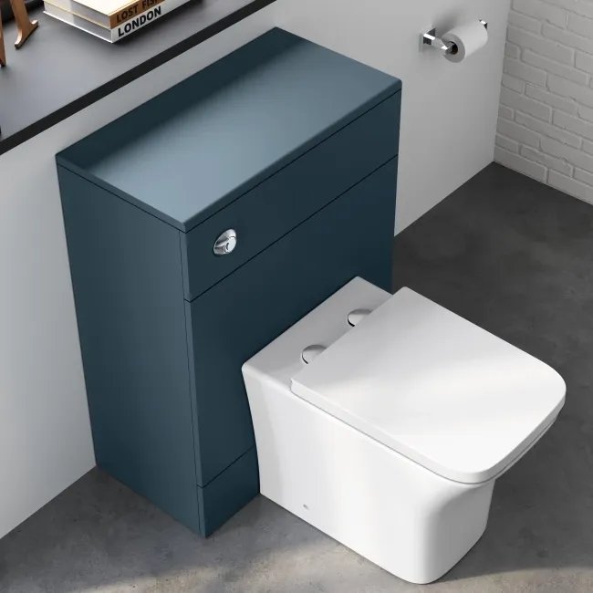 Harper Navy Blue Back To Wall Unit and Houston Toilet