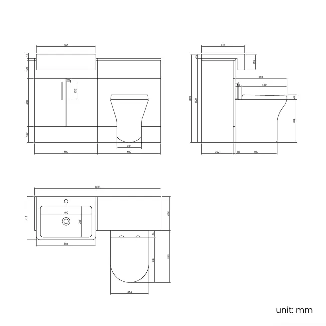 Harper Navy Blue Combination Vanity Basin and Tucson Toilet 1200mm