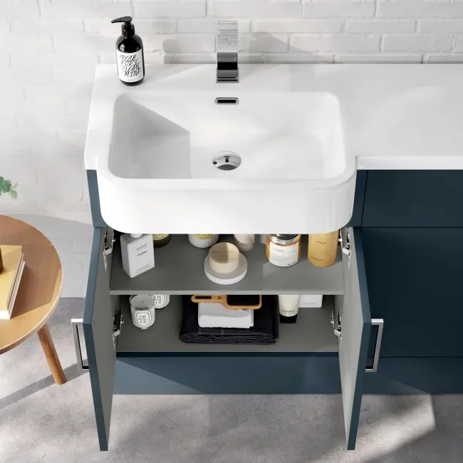 Harper Navy Blue Combination Vanity Basin and Boston Toilet 1200mm - Left Handed