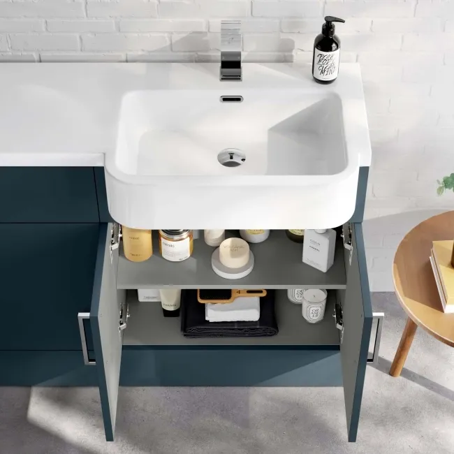 Harper Navy Blue Basin Vanity and Back To Wall Toilet Unit 1200mm (Excludes Toilet) - Right Handed