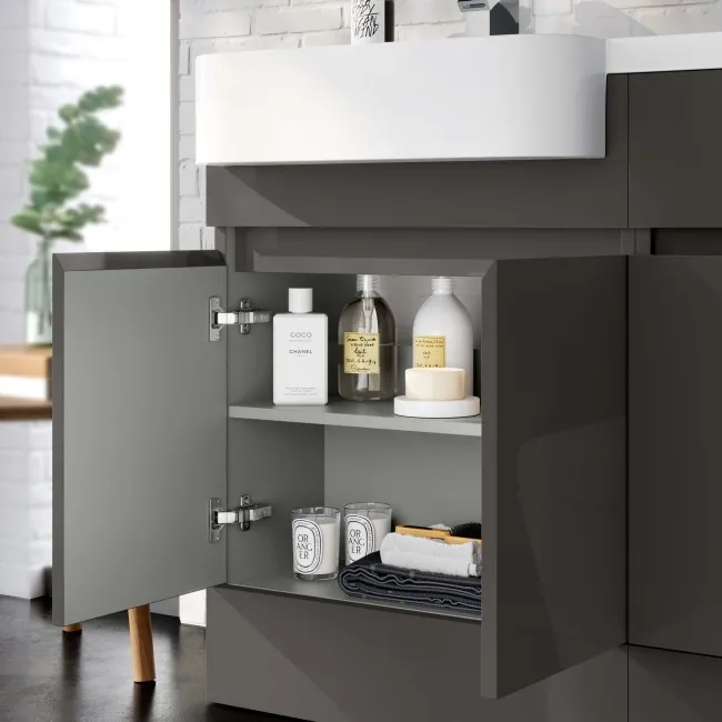 Foster Tungsten Grey Basin Vanity With Back To Wall Unit 1200mm (Excludes Toilet) - Left Handed
