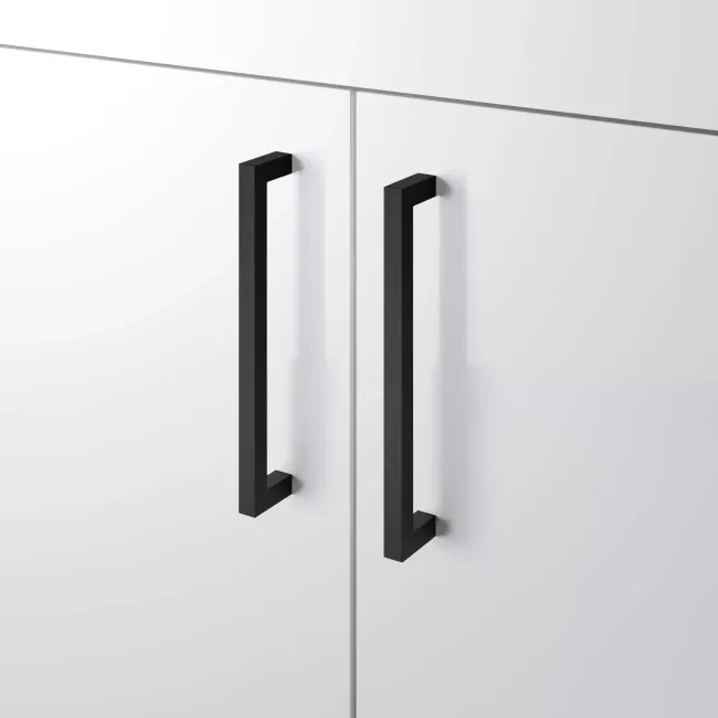 Mersey Gloss White Basin Vanity 800mm - Black Accents