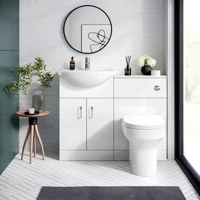 Quartz Gloss White Combination Vanity Basin and Denver Toilet 1050mm