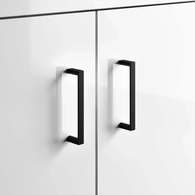 Quartz Gloss White Combination Vanity Basin and Denver Toilet 1150mm - Black Accents