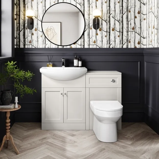 Capri Cotton White Combination Vanity Basin and Miami Toilet 1150mm - Chrome Handles